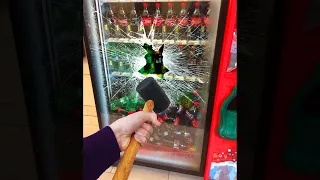 destroying vending machine for free food..