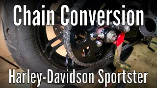 How to convert from a belt to chain drive on a motorcycle: Harley-Davidson Sportster