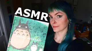 Hayao Miyazaki ArtBook ASMR, Flipping through art book Soft-Spoken Binaural with Page Turning Noises