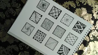 12 Zentangle Art Patterns||Doodle Art||Mandala Art||Black Pen Art (part 2)