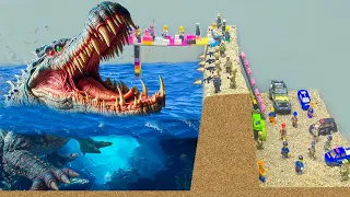 Tsunami Dam Breach Experiment | Crocodile Monster Fights With Lego Army Because Of Broken Eggs