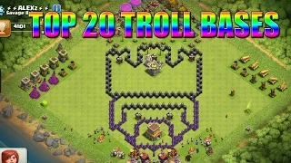 Top 20 Funny/Troll CoC - Clash Of Clans Comedy/Funny Base Design Compilation!