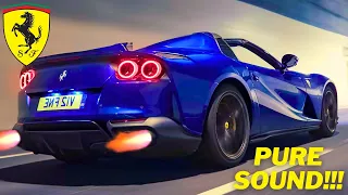 Ferrari 812 Superfast Exhaust Sound & Acceleration (Stock + Straight Pipe + Novitec)