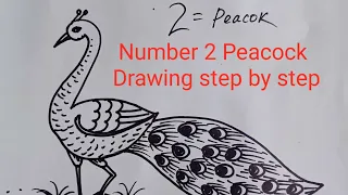 How to draw peacock | Number 2 Peacock drawing step by step