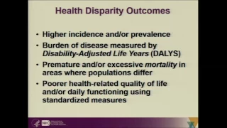 Reducing disparities in health outcomes: NIMHD agenda on equity