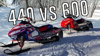CAN A 440 ON RACE GAS PERFORM WITH A 600 ON 91 PUMP GAS??  |  440cc vs 600cc