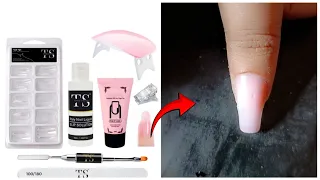 nail extensions at home 💅😱 || using polygel under 500 || #youtubeshorts #trending #nailextension