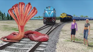 Giant Five Headed Snake vs Two Trains | Stops the Train | BeamNG.Drive