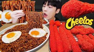 ASMR MUKBANG 직접 만든 치토스 양념 치킨먹방! 치즈스틱 짜파게티 레시피 FRIED CHICKEN AND BLACK BEAN NOODLES EATING SOUND!