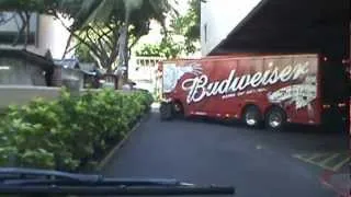 Budweiser Tractor Trailer reversing Jack-Knifing in to Loading Zone BUYA!
