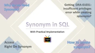 Synonym in SQL | With Practical Implementation | TechnonTechTV