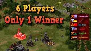 Red Alert 2 Gameplay | 6 Players Only 1 Winner | Playing soviet in FFA Online Multiplayer Match