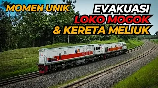 EVAKUASI LOKO MOGOK DI WATES DAN KERETA MELIUK