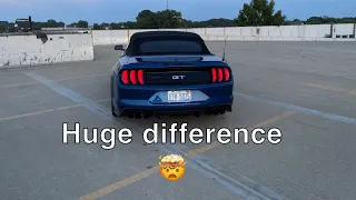 2018 Mustang Gt 5.0 Resonator Delete + H pipe! HUGE DIFFERENCE #5oh #mustang #mustanggt #shorts #car