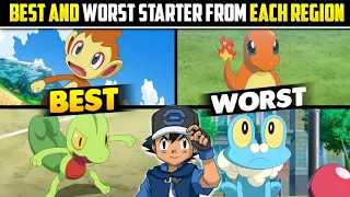 Strongest And Weakest Starter Pokemon From Each Region | Best And Worst Starter Pokemon | Hindi |