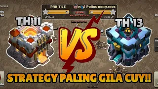 WAR PALING GILA!!! STRATEGY DARAT TH 11 VS TH 13 PEMULA WAJIB COBA - Clash of Clans