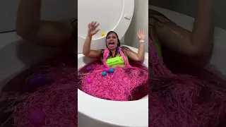 CRAZY SURPRISE FACE in Worlds Largest Toilet Pink Grass with Surprise Eggs #shorts