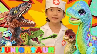 Jurassic World Doctor Rescues BABY Brachiosaurus from Pyroraptor and Dilophosaurus with Ice Cream