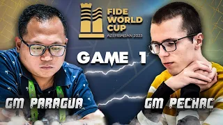 MAY UNEXPECTED SACRIFICE NA PALA! | GM Paragua vs GM Pechac FIDE World Cup 2023 Round 1 Game 1