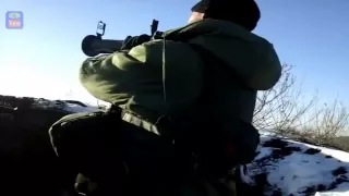 Донбасс  Выстрел по позициям Ополчения из гранатомета  Январь 2014