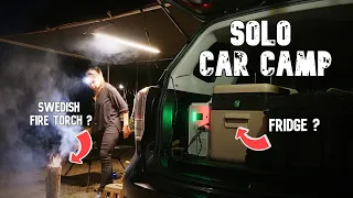 Solo CAR CAMPING with my new FRIDGE | Alpicool RT25 | Nomad 2.0 UB Campground | Swedish Fire Torch