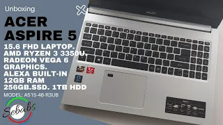 First impressions of Laptop ACER ASPIRE 5,15.6 FHD.AMD Ryzen 3 3350U.Radeon Vega 6. ALEXA. UNBOX/REV