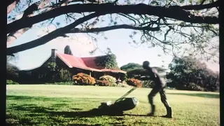 Home from the Hill (1987) by Molly Dineen, Clip:Kenya-Hilary ruminates while a servant mows the lawn