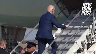 President Biden trips — twice —boarding Air Force One despite using short stairs to avoid tripping