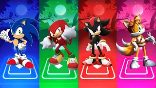 Sonic vs Knuckles the Echidna vs Shadow the Hedgehog vs Miles Tails Prower | Tiles Hop - EDM Rush