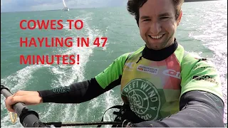 9 HOUR WINDSURF - to Cowes, Isle of Wight and back around Hayling Island - return leg in FORCE 7!