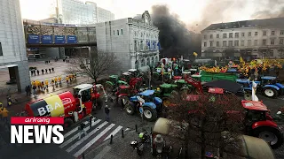 European farmers protests continued in Brussels on Thursday amid EU summit