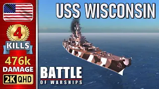 BATTLE OF WARSHIPS ⚓ WISCONSIN : 4 KILLS - 476k DAMAGE 💥