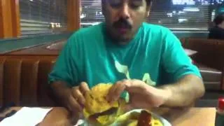 Duelmaster20 is eating at Denny's double cheese burger