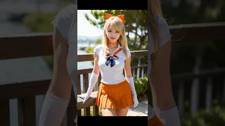 Cute Girl's Sailor Venus Cosplay (Sailor Moon), AI Art