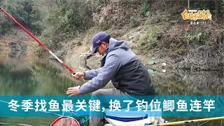 冬天釣位太關鍵了，開桿大鯽魚就連竿，隔壁釣友羨慕的來偷餌料