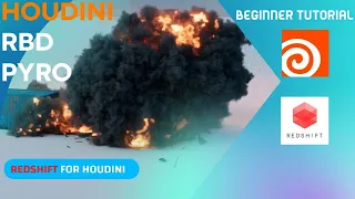 Houdini Beginner Tutorial | RBD and PYRO Tutorial | REDSHIFT Render