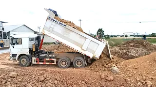 Perfectly Operator Project  Bulldozer Push Soil Stone Filling  Dump Trucks part21