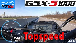 Suzuki GSX-S 1000 - TOPSPEED on AUTOBAHN - GPS 246 km/h