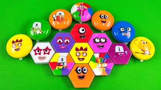 Picking Up Numberblocks with CLAY inside Cake, Hexagon Shapes Coloring! Satisfying ASMR Videos