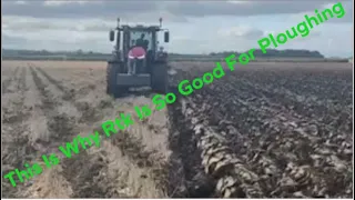 Massey Ferguson 8S.265D7 ploughing on top with 7 furrow fully mounted plough