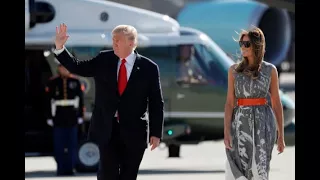 In Graphics: Trump stopping to pick up Marine's hat blown away by wind is president's late