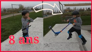 MON PETIT FRÈRE DE 8 ANS LANCE SON 1ER WHIP EN TROTTINETTE FREESTYLE !!