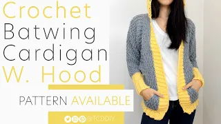 Crochet Batwing Cardigan with Hood | Pattern & Tutorial DIY