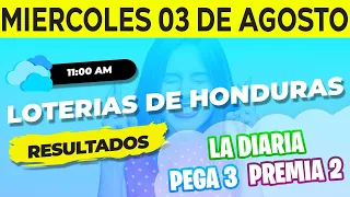 Sorteo 11AM Loto Honduras, La Diaria, Pega 3, Premia 2, Miércoles 3 de Agosto del 2022 | Ganador 😱🤑💰