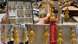 Tanishq 3 layer gold jhumka | Traditional yellow gold jhumki designs with price | Gold jhumka design
