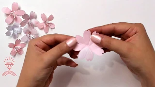 How to make paper cherry blossom flower. Sakura flower, papercraft tutorial.