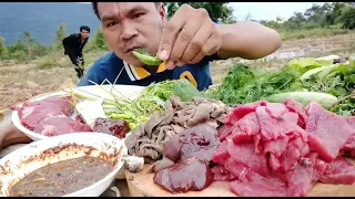 ASMR Eating raw beef _ Mukbang thai food  _  Thai eating show  _ ASMR Food #49