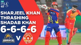 PSL2021 | Sharjeel Khan Thrashing Shadab | Full Over | Karachi vs Islamabad | Match 6 | MG2E