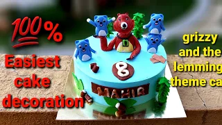 grizzy and the lemmings theme cake💯% guarantee sabse easy technique watch full tutorial