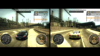 Stock Lamborghini Gallardo VS stock Porsche Carrera Turbo S race in NFS Most Wanted - Dunwich&Hills